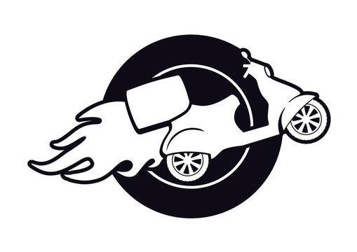 滑板車(chē)剪影-快速交付服務(wù)符號(hào)