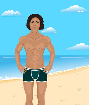 海灘上的強(qiáng)壯的男人
