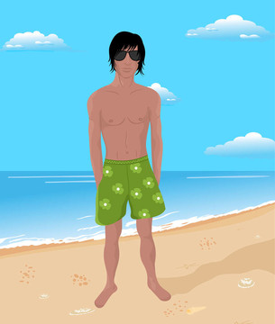 海灘上的強(qiáng)壯的男人