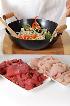 在鍋中的東方食品