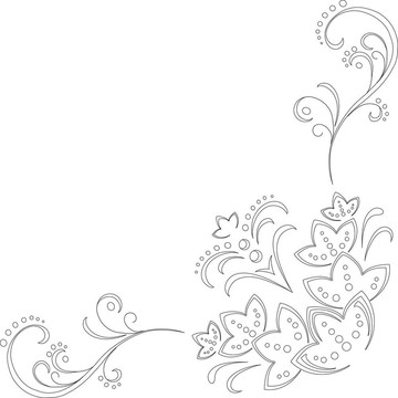 抽象花型；輪廓