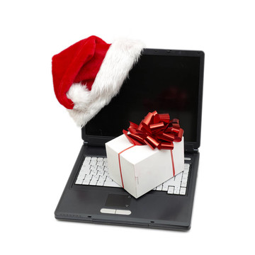 筆記本電腦上的Santa帽子