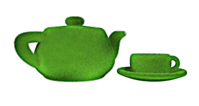 綠色有機茶飲料3D插畫