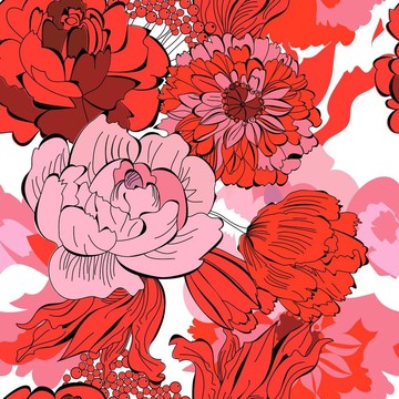 紅色花朵的無縫圖案