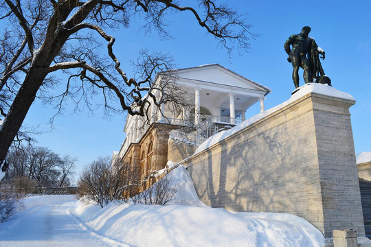 宮Tsarskoe Selo；冬天。