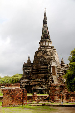 在Wat chaiwattanaram寺塔