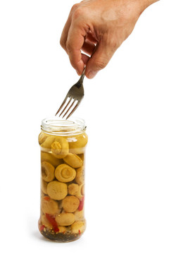叉子上的蘑菇
