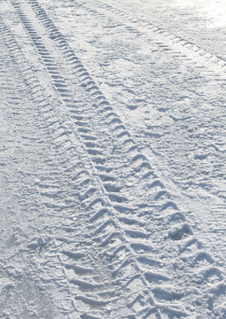 雪地上的車輛輪胎跡