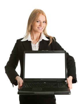 商業(yè)女性呈現(xiàn)laptopn