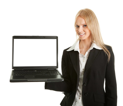 商業(yè)女性呈現(xiàn)laptopn
