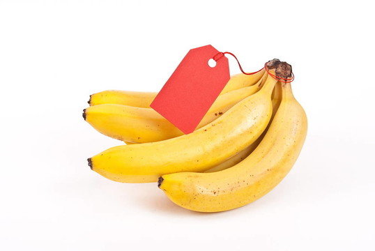 帶標(biāo)簽的一串香蕉