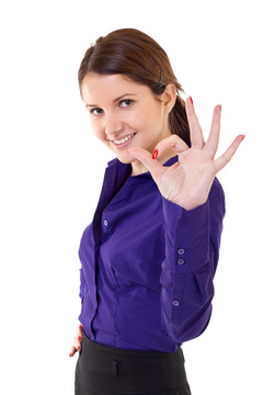 年輕的商業(yè)女性表示確定的標(biāo)志