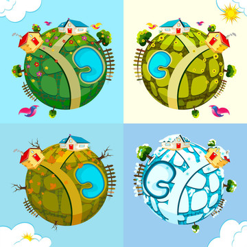 地球在不同季節(jié)