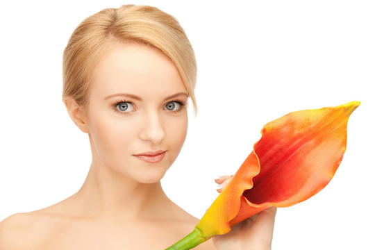 美麗的女人calla flower
