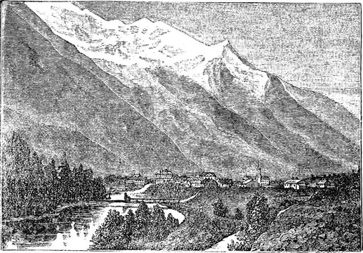 勃朗峰；近chamouny et Le Mont Blanc復(fù)古雕刻