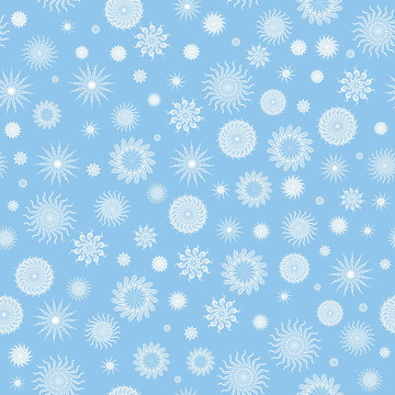 藍(lán)色背景上的白色雪花。