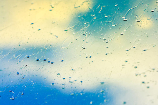 雨后落在玻璃上