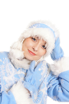 戴帽子的雪少女