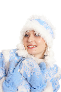 戴帽子的雪少女