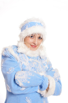 戴帽子的雪少女