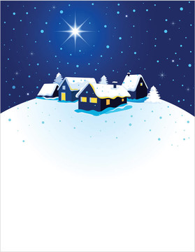 夜鎮(zhèn)和雪的圣誕卡