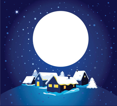 夜鎮(zhèn)和雪的圣誕卡