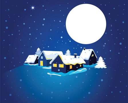 夜鎮(zhèn)和雪的圣誕卡