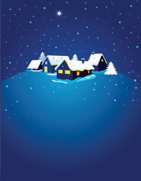夜鎮(zhèn)和雪的圣誕卡