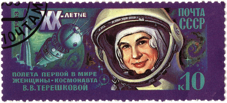 USSR -大約1983：郵票印刷在USSR為Valentina Tereshkova第一位在太空；
