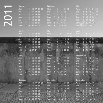 隨著柏林墻的2011年德國(guó)的日歷（Berliner Mauer）背景