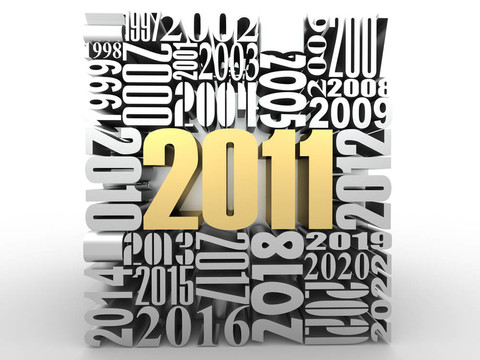 新年2011。由數(shù)字組成的立方體