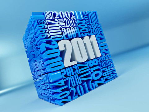 新年2011。由數(shù)字組成的立方體