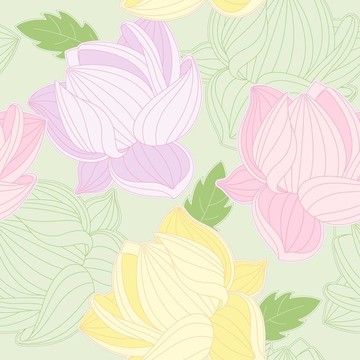 彩色蓮花的無(wú)縫圖案