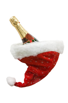 在Santa的帽子里的香檳