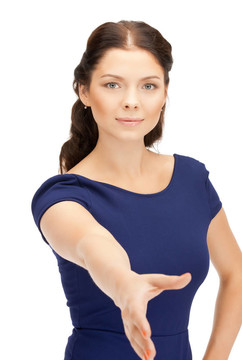 張開手準(zhǔn)備握手的女人