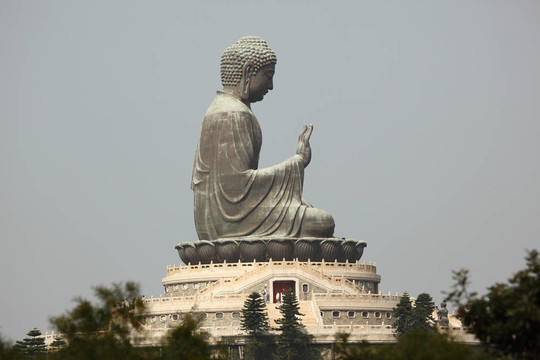 天壇里的巨型佛像。香港；中國
