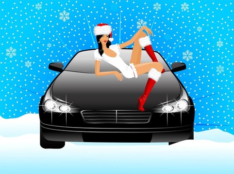 穿著衣服和汽車的女人