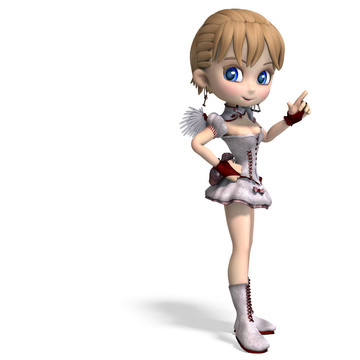 可愛的Toon Angel你的情人。3D渲染與剪輯路徑和陰影超過(guò)白色