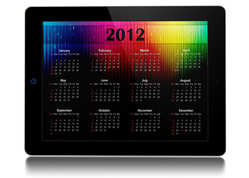 帶有日歷2012的平板電腦