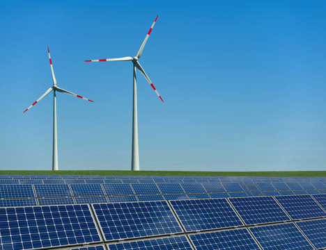風(fēng)力渦輪機和太陽能電池板