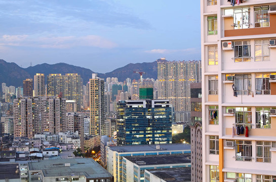 亞洲城市市中心的廣角鏡頭；香港