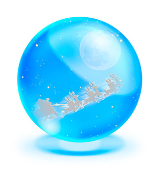 圣塔克勞斯的雪橇在藍(lán)色水晶