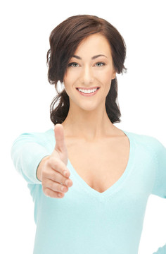 張開手準(zhǔn)備握手的女人