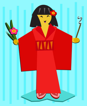 日本女孩與花和獎(jiǎng)勵(lì)