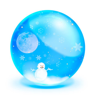 圣誕老人與鹿和藍(lán)色水晶球滿月雪橇