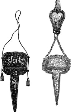 剪刀第十六和第十七世紀(jì)案例。（M. Achille Jubinal集）；復(fù)古雕刻。