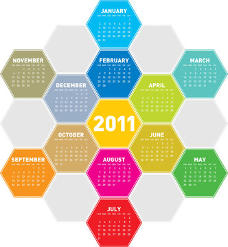 豐富多彩的六邊形日歷2011