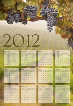 2012葡萄园背景日历