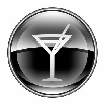 葡萄酒玻璃圖標(biāo)黑色；白色背景隔離。