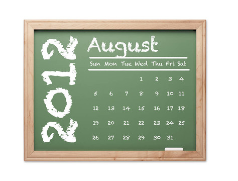 2012八月日歷Green Chalkboard